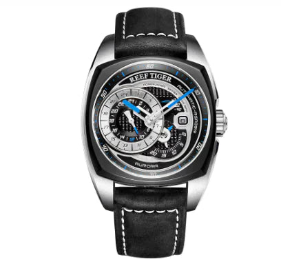 Reloj de cuero negro elegante